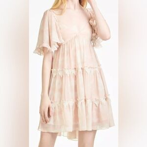 NWT Sachin & Babi Melanie Flutter Sleeve Mini Dress in‎ Soft Pink - M